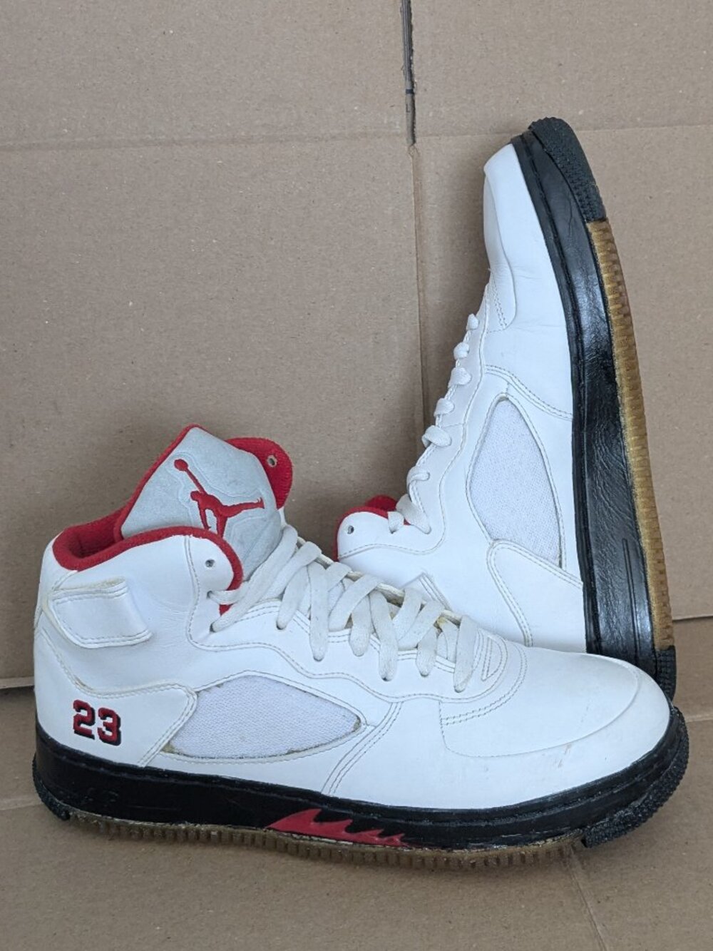 Nike Air Jordan 5 Men's Fusion White Varsity Red Black Size 8